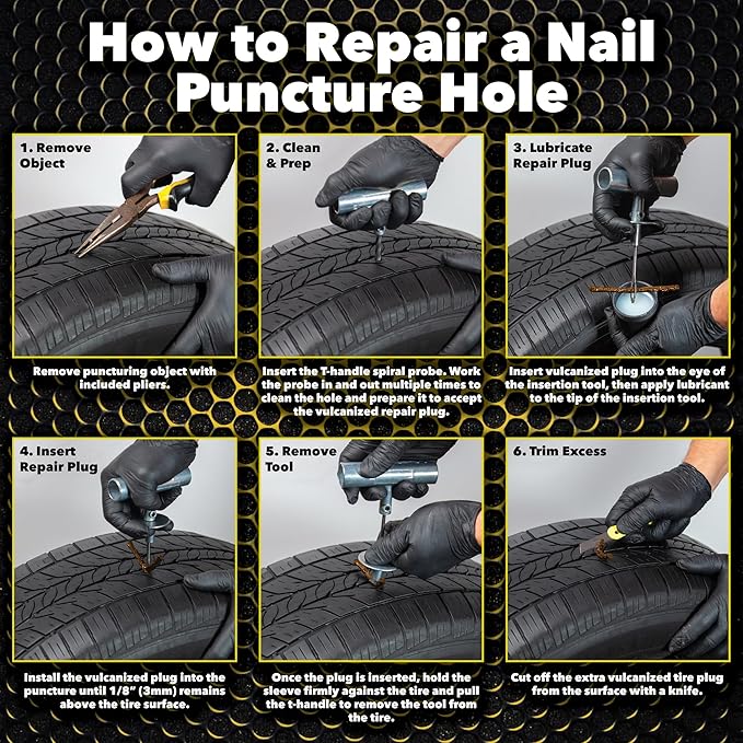 Silverback Automotive Tire Repair Kit for Car, Truck, Off-Roading, 4x4's, Motorcycle, Trailers, ATV, Tractor, Jeep String Repair Kit.