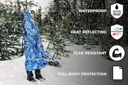 Emergency Mylar Thermal Blanket 4 Pack. Space Blankets for Survival Kits & Extreme Cold Weather - NASA Designed - Perfect for Camping Survival, Bug Out Bag, Hiking, Car Survival