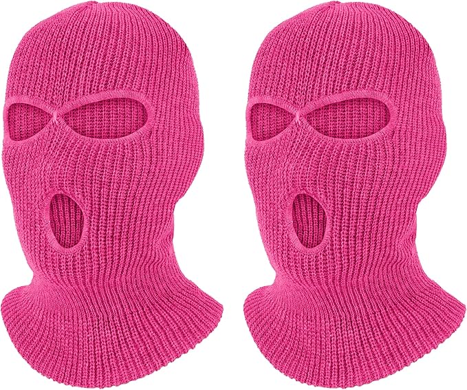 Pukavt 2 Pack 3 Hole Winter Knitted Mask, Full Face Cover Ski Mask Warm Balaclava for Skiing, Motorcycle, Snowboard