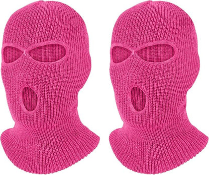 Pukavt 2 Pack 3 Hole Winter Knitted Mask, Full Face Cover Ski Mask Warm Balaclava for Skiing, Motorcycle, Snowboard