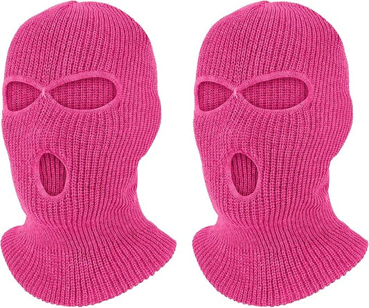 Pukavt 2 Pack 3 Hole Winter Knitted Mask, Full Face Cover Ski Mask Warm Balaclava for Skiing, Motorcycle, Snowboard