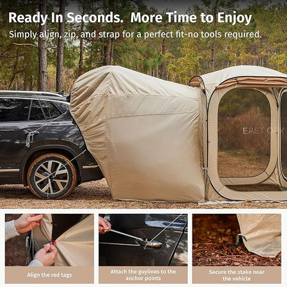 East Oak SUV Tailgate Tent Extension | Camping Shade for SUV, Truck & Hatchback | Windproof & Waterproof Canopy for Outdoor Adventures | Designed for 6x6 FT East Oak Camping Tent