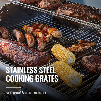 Royal Gourmet GA4402S 4 Burner Propane Gas Grill with Side Burner & Warming Rack, Stainless Steel Gas Grill with 54,000 BTUs Output for Barbecue Grilling & Backyard Cooking, Silver