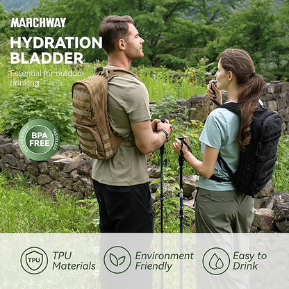 MARCHWAY 2L/2.5L/3L TPU Hydration Bladder, Ultra Durable Water Reservoir Bag with Insulated Tube for Hydration Pack for Cycling, Hiking, Running, Climbing, Biking
