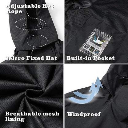 GIISAM Rain Jacket for Men, Mens Waterproof Raincoat Lightweight Rain Jackets Outdoor Rain Coat Windbreaker with Hood