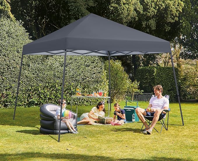 MASTERCANOPY Portable Pop Up Canopy Tent with Large Base (10x10,Dark Gray)