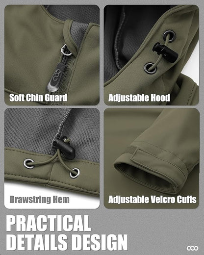 33,000ft Men's Softshell Jacket with Hood Waterproof Windbreaker Lightweight Rain Shell Jacket for Outdoor Hiking Travel