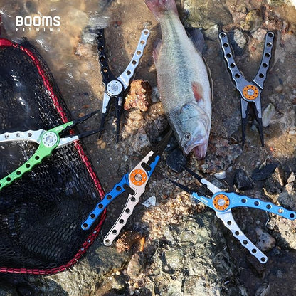 Booms Fishing X1 Aluminum Fishing Pliers Saltwater, Surf Fishing Tackle Kit, Fishing Multitool Hook Remover Braided Fishing Line Cutting and Split Ring with Coiled Lanyard and Sheath
