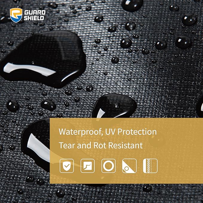 GUARD SHIELD Extreme Heavy Duty Black Poly Tarp 10x10 Feet Cover Waterproof Tarps 20mil Thick UV and Tear Resistant Tarpaulin