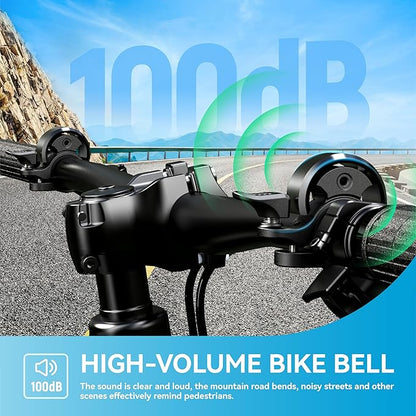 Greallthy Bike Bell, Aluminum Alloy Bicycle Bell with Clear Loud Sound, Bike Bells for Adults and Kids, Sturdy and Compact Bell Fits 0.75-1in(19-25.4mm) Handlebar for Mountain, Road Bikes.