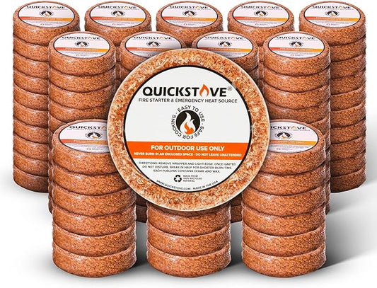 Fire Starters (108 Pack) – Waterproof Emergency Fuel Disks for Camping Essentials, Wood Stove, Fireplace, Fire Pit, Survival Kit, Campfire & Outdoor Accessories