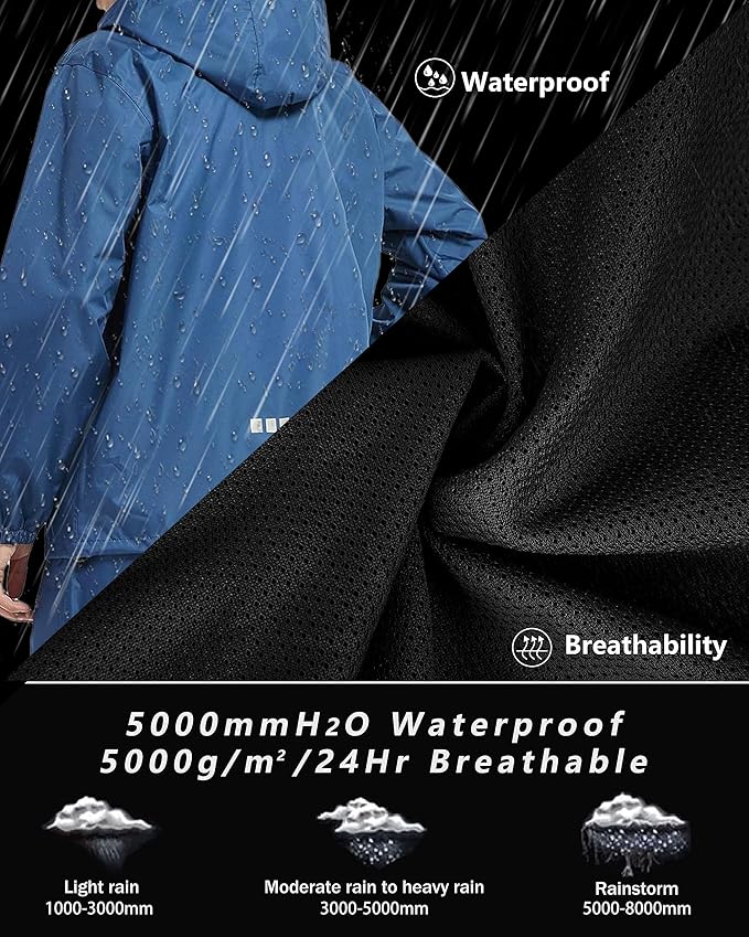 Rain Suits for Men Women Waterproof Lightweight Hooded Breathable Rain Gear Raincoat for Fishing Hiking Cycling