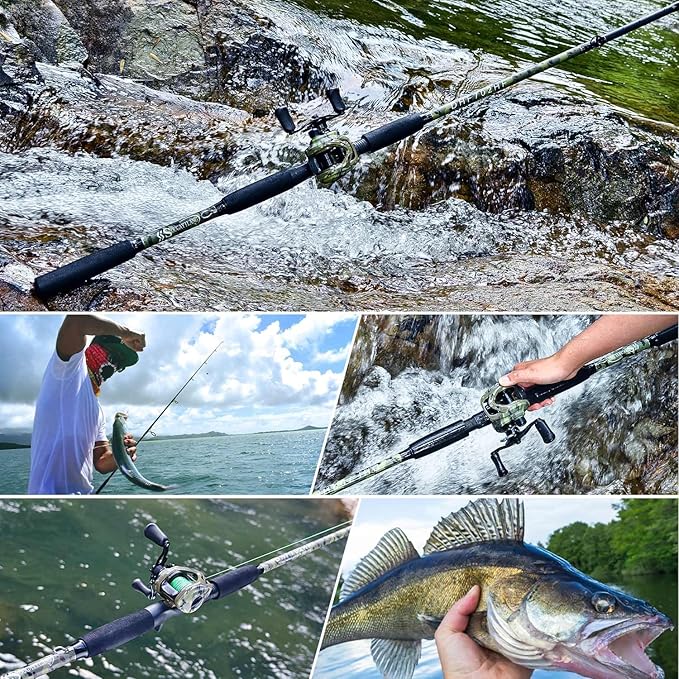 Sougayilang Fishing Pole Casting Reel Combo with Durable Rod Handle, Medium Heavy for Catfish Salmon and Steelhead- 7'0"