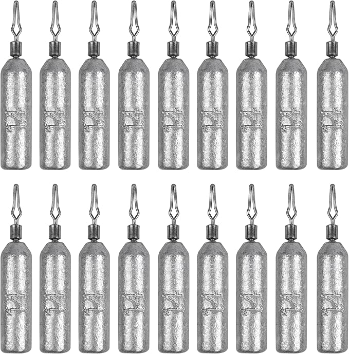 30 Pack Fishing Drop Shot Weights Lead Fishing Weights Pencil Skinny Sinkers with Barrel Swivels for Freshwater Bass Fishing