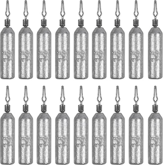 30 Pack Fishing Drop Shot Weights Lead Fishing Weights Pencil Skinny Sinkers with Barrel Swivels for Freshwater Bass Fishing