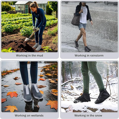 Waterproof Shoe Covers Slip-Resistant Overshoes Newly Upgraded and Latest Model for Men Women, Reusable Rain Boots for Outdoor, Cycling, Hiking, Work (Grey, M (Women 6-7.5, Men 5-6.5))