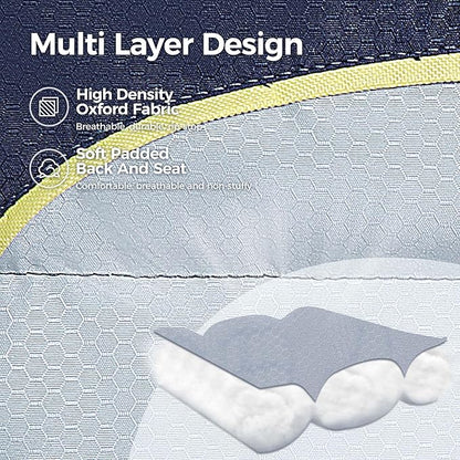 ALPHA CAMP Oversized Camping Chair Heavy Duty Lawn Chair with Cooler Bag Support 450 LBS Steel Frame Collapsible Padded Arm Quad Lumbar Back Folding Chair for Lawn Outdoor