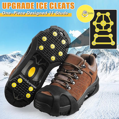 Ice Cleats for Shoes and Boots, Walk Traction Snow Cleats Crampons Anti Slip 11 Studs Ice Shoes Grippers for Women Men Ice Fishing Walking on Snow Ice
