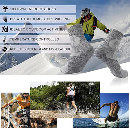 RANDY SUN Waterproof Socks, Unisex Hiking Wading Trail Running Kayaking Crew Socks