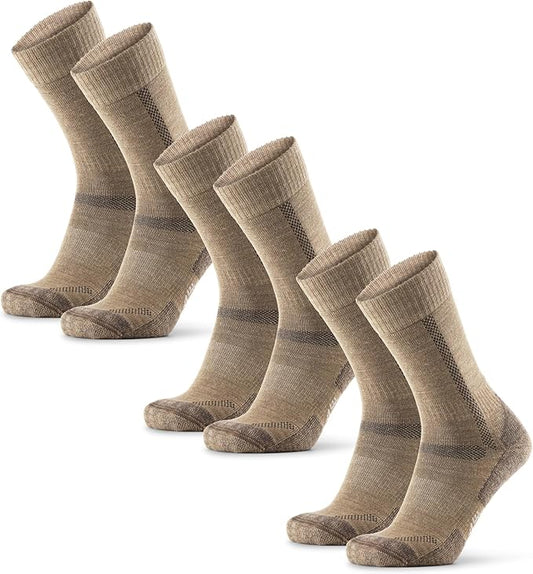 DANISH ENDURANCE Merino Wool Hiking Crew Socks for Men & Women, Cushioned Anti-Blister, Breathable - 3 Pairs