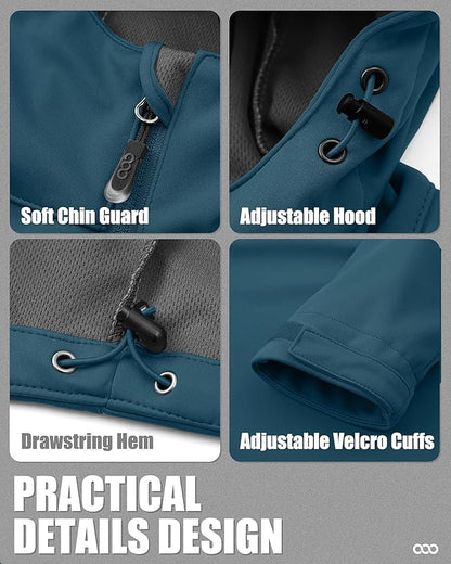 33,000ft Men's Softshell Jacket with Hood Waterproof Windbreaker Lightweight Rain Shell Jacket for Outdoor Hiking Travel