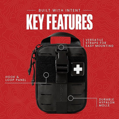 My Medic Sidekick - Camping Hiking and Backpacking First Aid Kit - 70 Items - HSA and FSA Eligible - Small Ifak Great for Travel or Motorcycle - Portable Emergency Kit – Black