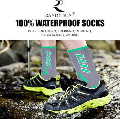 RANDY SUN Waterproof Socks, Unisex Hiking Wading Trail Running Kayaking Crew Socks