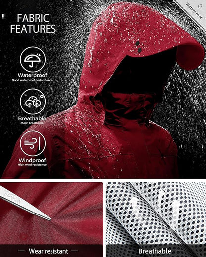 iCreek Rain Suit Waterproof Jacket with Pants 2 Pieces Breathable Lightweight Packable Raincoat with Hooded Rain Gear Unisex