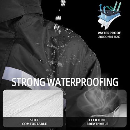 Coralrain Rain Suit Safety Waterproof Rain Jacket and Trouser Suit Raincoat With Hood lining For Men Women Adults Breathable