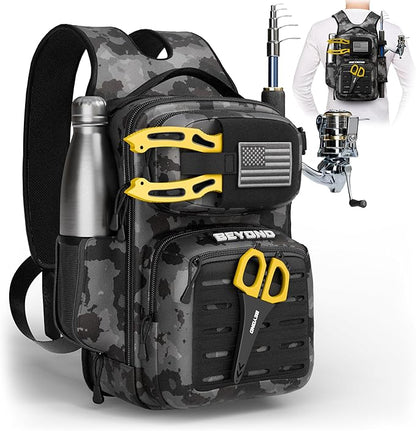 Beyond Fishing Tackle Backpack- The Voyager Tactical Fishing Storage Bag - Lightweight & Compact Bag For Fishing