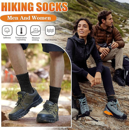 EBMORE Merino Wool Thermal Warm Socks Thick Winter Hiking Cozy Crew Comfy Cushioning Socks 4 Pairs for Women Men
