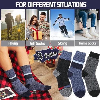 MOGGEI 3 Pairs Thermal Winter Socks for Women & Men Thick Extra Warm Insulated Ski Boot Socks for Cold Weather