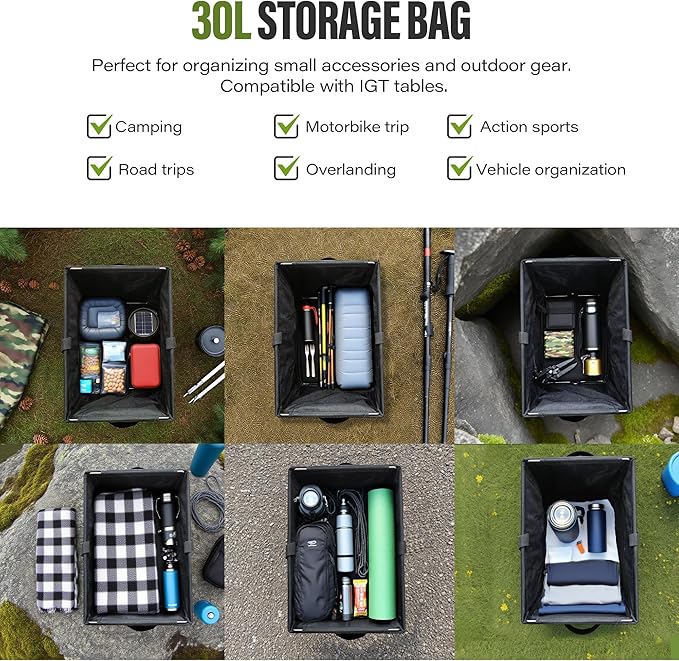 Alocs Folding Camping Table - Beach Table - 30L Tactical Bag with IGT Top Board for Outdoor, Camping Kitchen, Picnic, Travel