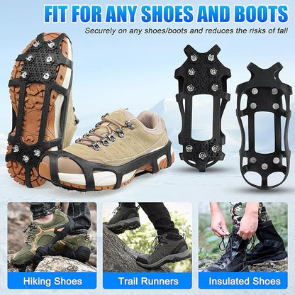 Ice Snow Cleats for Shoes and Boots,Snow Walk Traction Cleats Crampons Non-Slip 9 Point Cleats Ice Snow Grippers Overshoe for Women Men Kids Walking on Snow & Ice