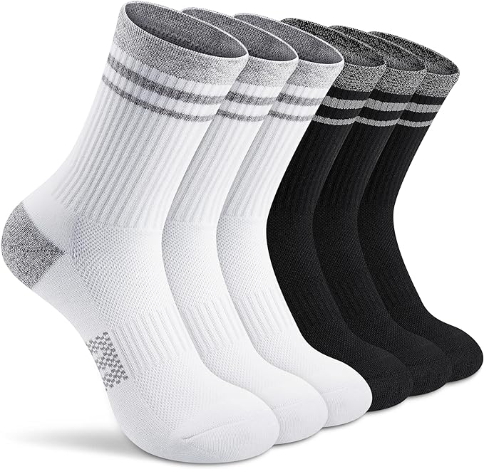 Gonii Women Athletic Crew Socks 5-6 Pairs - Comfort & Cushioned for Running, Hiking, Sports Arch Compression Socks