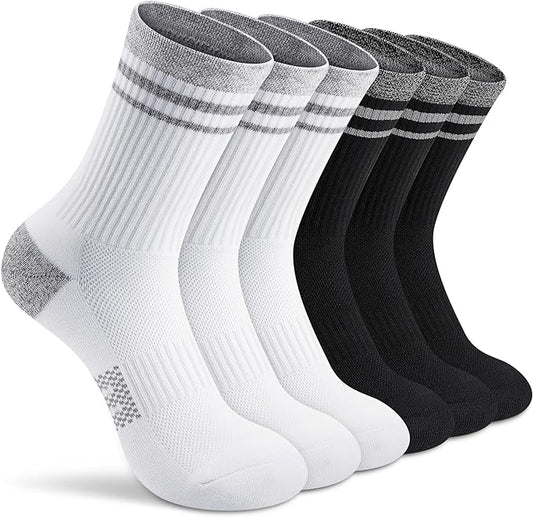 Gonii Women Athletic Crew Socks 5-6 Pairs - Comfort & Cushioned for Running, Hiking, Sports Arch Compression Socks