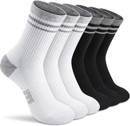Gonii Women Athletic Crew Socks 5-6 Pairs - Comfort & Cushioned for Running, Hiking, Sports Arch Compression Socks