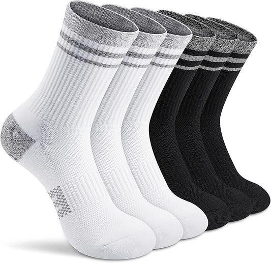 Gonii Women Athletic Crew Socks 5-6 Pairs - Comfort & Cushioned for Running, Hiking, Sports Arch Compression Socks