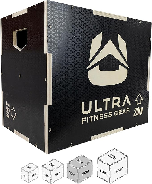 Ultra Fitness Gear Wooden Plyo Box, 31 Plyometric Jump Training Squat, Step Up, Jumps & More Workout Size S, M, L, XL