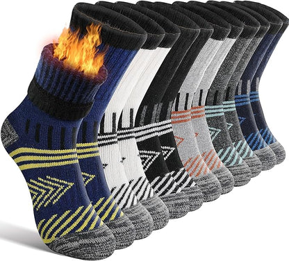 EBMORE Kids Merino Wool Hiking Socks Thermal Winter Warm Thick Boys Toddlers Girls Cushion Crew Socks 6 Pairs