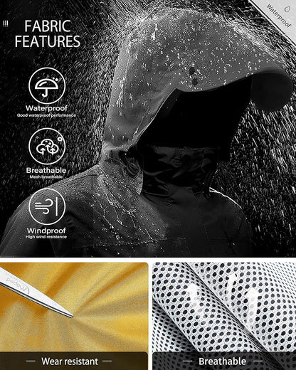 iCreek Rain Suit Waterproof Jacket with Pants 2 Pieces Breathable Lightweight Packable Raincoat with Hooded Rain Gear Unisex