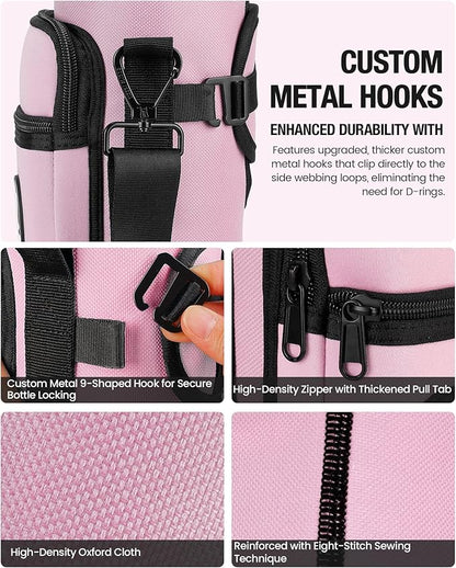 Sports rabbit Universal Water Bottle Holder – Durable Oxford & Neoprene Hybrid Design Compatible with Stanley 30/40oz Handled & 64/87oz Straight Tumblers, Adjustable Strap for Gym, Travel, Outdoors