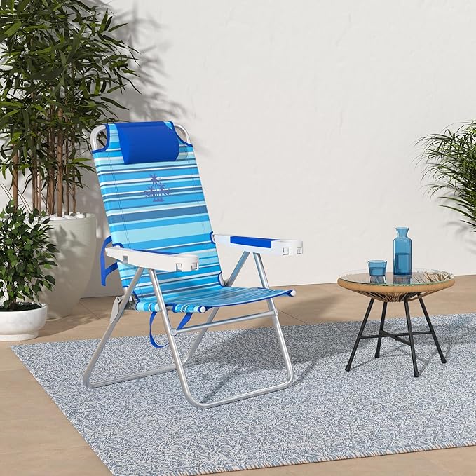 SUNNYFEEL Tall Folding Beach Chair Lightweight, Portable Sand Chair for Adults Heavy Duty 500 LBS with Cup Holders, Foldable High Camping Lawn Chairs for Camp/Outdoor/Picnic/Concert/Sports