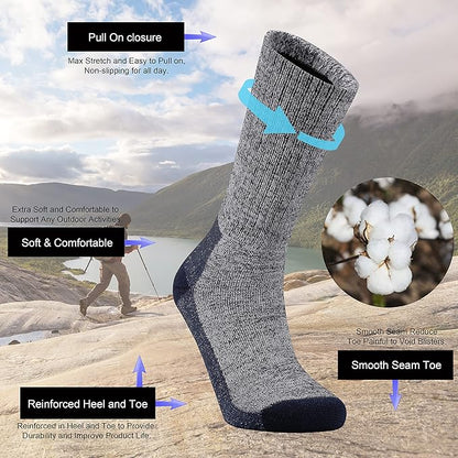 Ortis Men's Cotton Cushion Crew Socks Moisture Wicking Breathable Thick Warm Thermal for Athletic Heavy Duty Work Boot