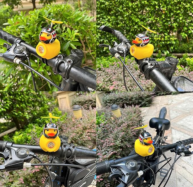 Lovely Yellow Duck Bike Bell, Kids Bike Horn, Rubber Yellow Duck Bicycle Accessories with LED Light - for Kids Toddler Children Adults Sport Outdoor