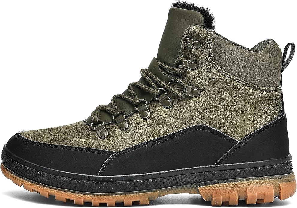 Wondamo Men's Snow Boots Lightweight Waterproof Winter Boots Fur Lined Anti-slip Cold Weather Shoes