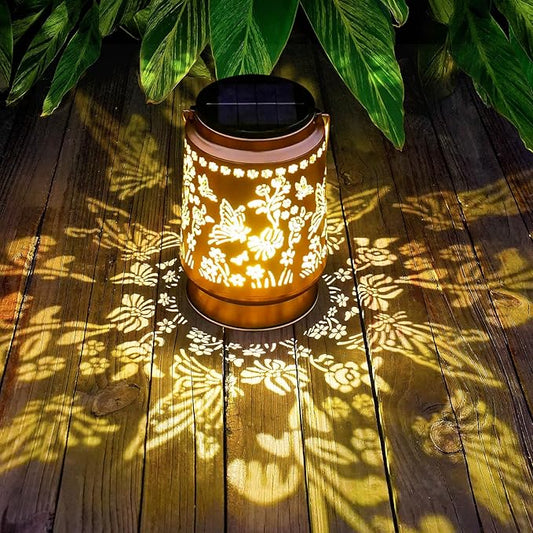 Large Solar Lanterns Outdoor Waterproof Butterfly Birthday Gifts for Women Men, Metal Hanging Solar Lantern Lamp for Yard, Lawn, Patio, Backyard, Butterfly Garden Decor Outside