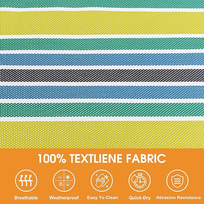 Lazy Daze Hammocks Quick Dry Hammock with Spreader Bar Textliene Fabric Double 2 Person Hammock with Chains Outdoor Patio Poolside Backyard Beach 450 lbs Capacity, Blue Green Stripes