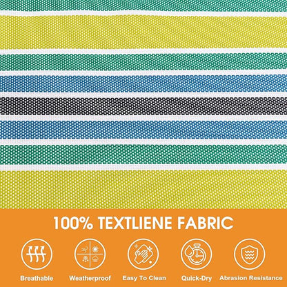 Lazy Daze Hammocks Quick Dry Hammock with Spreader Bar Textliene Fabric Double 2 Person Hammock with Chains Outdoor Patio Poolside Backyard Beach 450 lbs Capacity, Blue Green Stripes