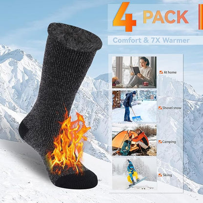 Sunew Warm Thermal Socks 4 Pack, Mens Womens Winter Heated Outdoor Skiing Thermal Socks